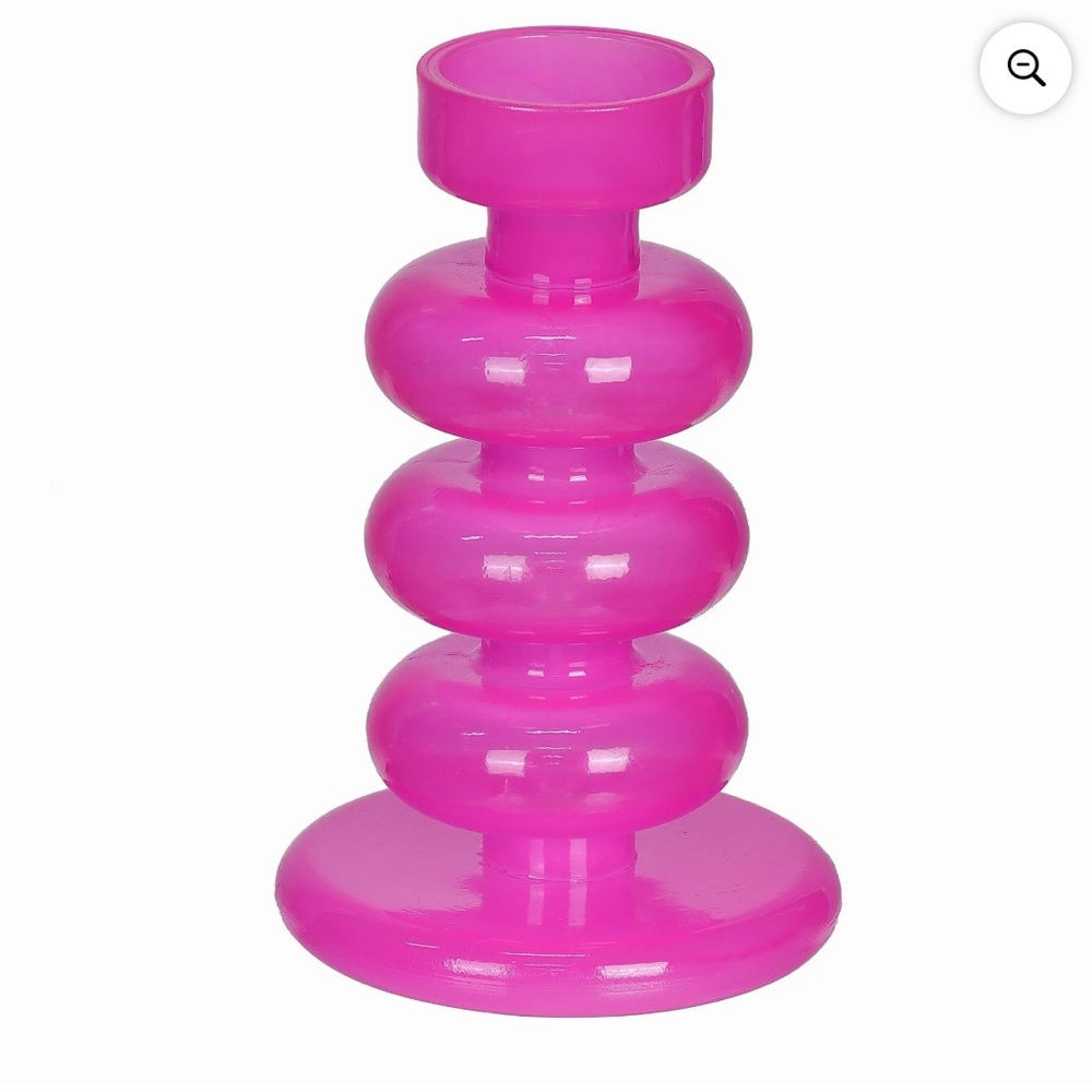 NWT Neon Pink Acrylic Indoor Candle Holder Decoration  4.25" × 4.25" × 5"